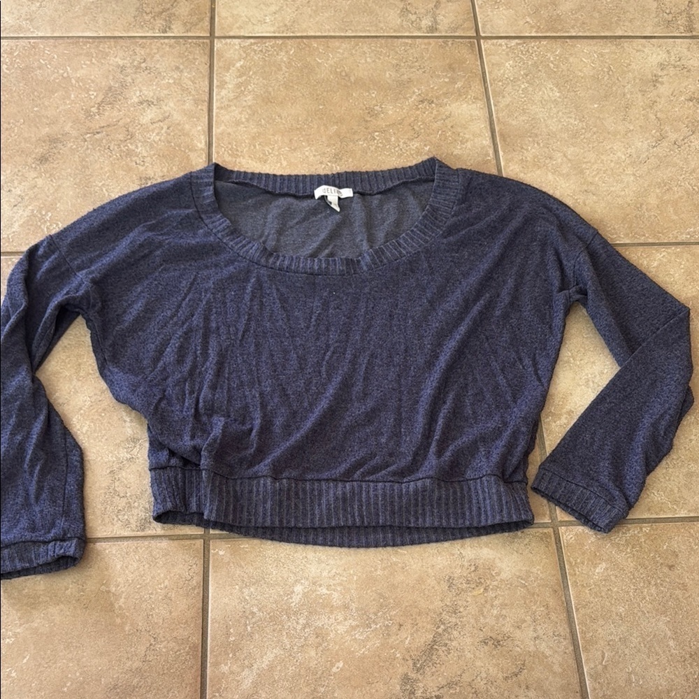 dELiA*s Purple Ribbed Crop Long Sleeve Tee